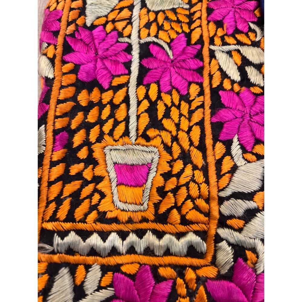 Vintage Embroidered Floral Cotton Vest Blue Pink Orange‎ Boho Folk WPL 7116